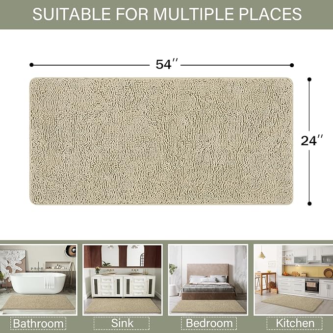 LOCHAS Luxury Bathroom Rug Shaggy Bath Mat 24 x 54 Inch, Washable Non Slip Bath - Image 2
