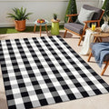 OLANLY Buffalo Plaid Rug 4' x 6' – Black and White Cotton Checkered Doormat by OLANLY