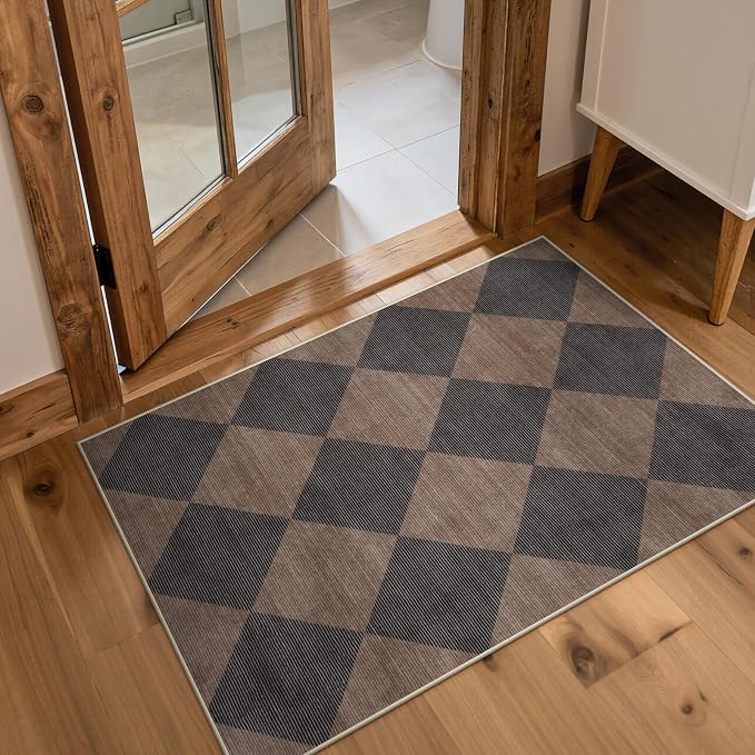 Beeiva Checkered Print 2x3 Samall Area Rugs - Image 2