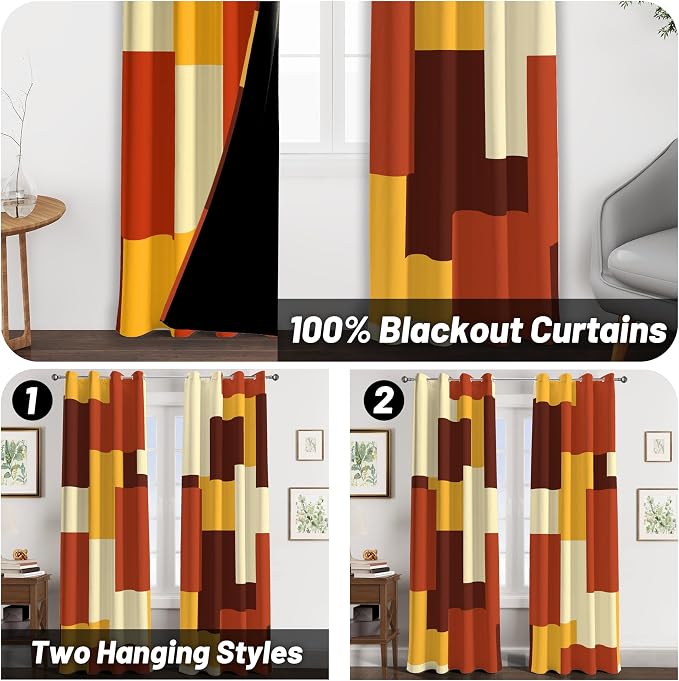 Tyrot Rust Burnt Orange 100% Blackout Curtains - Image 2