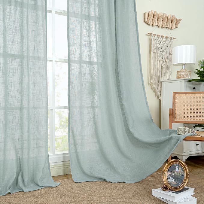 LAMIT Blue Linen Curtains 84 Inch Length - Image 9