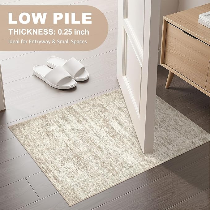 DMOYEST 2x3 Entryway Area Rug: Washable Neutral Modern Abstract Small Rug - Image 3