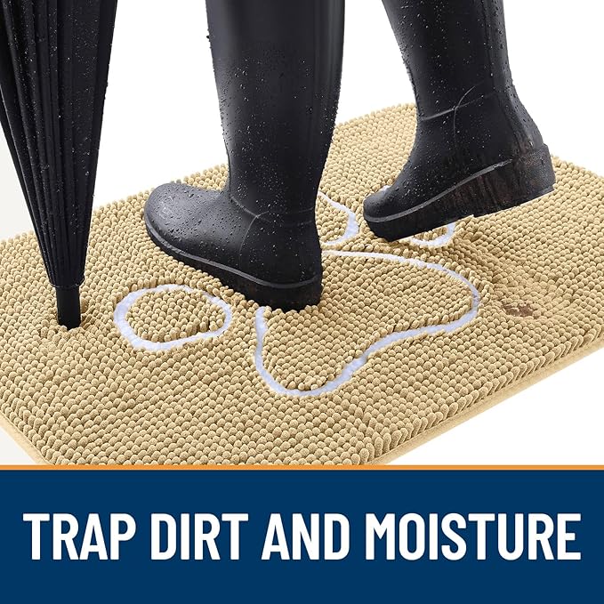 OLANLY Dog Door Mat for Muddy Paws 48x30, Paw Print Design, Absorbs Moisture - Image 2