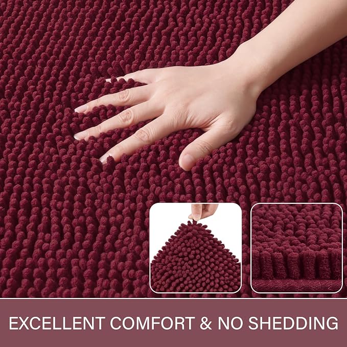 LOCHAS Luxury Bathroom Rug Shaggy Bath Mat 24 x 60 Inch, Washable Non Slip Bath - Image 3