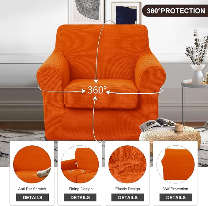 U-NICE HOME 2 Pieces Chair Covers Stretch Couch Cover Sofa Cover Washable Chair - Image 4