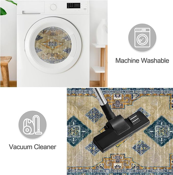 Tritard 100% Non Slip Kitchen Rugs Sets of 3 Washable Boho Kitchen Mats - Image 7