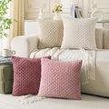 Set of 4 Pink Beige White Decorative Throw Pillow Covers 18x18 Inch Corduroy by Cozoomy
