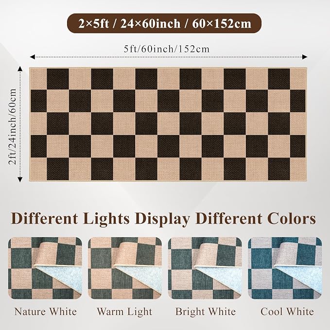 Easy Jute 2x5 Runner Rug: Non Slip Checkered Low Pile Indoor Doormat - Image 2