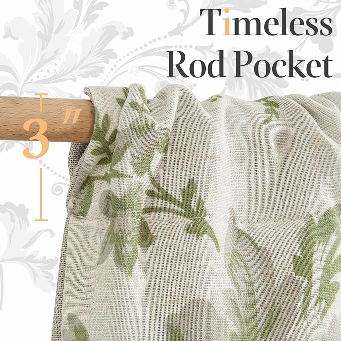 jinchan Tie Up Valance Curtain Floral Linen - Image 6