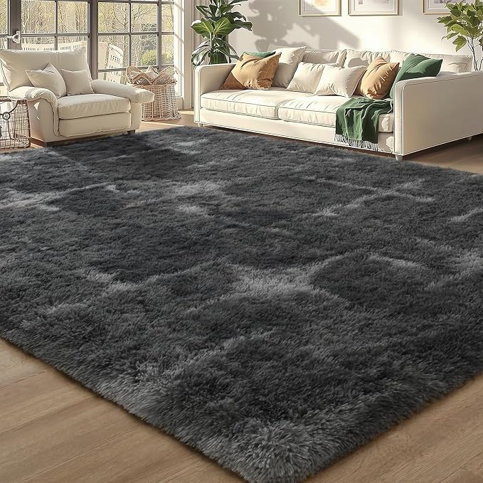 Meralax Gray Rugs for Living Room Bedroom, 5x8 Feet Soft Fluffy Gray Shaggy - Image 7
