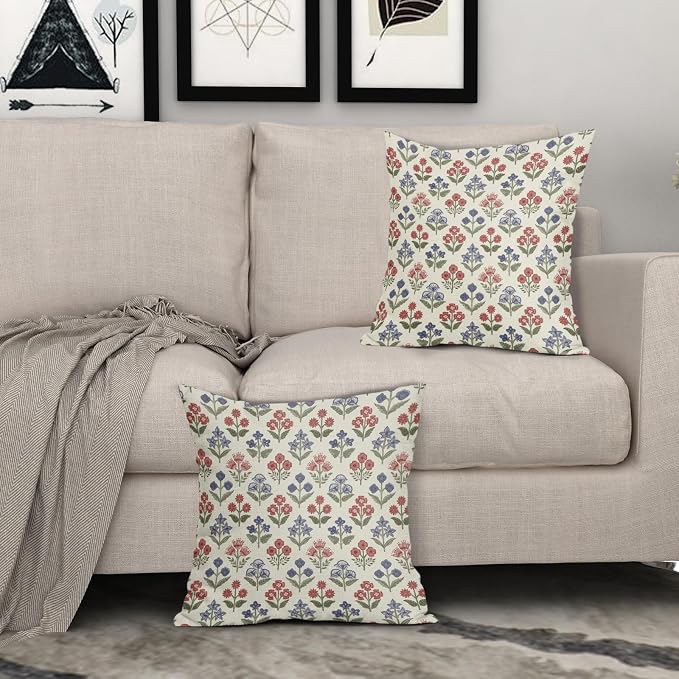 4th of July Patriotic Floral Pillow Covers 20x20 Inch Set of 2 - Image 3