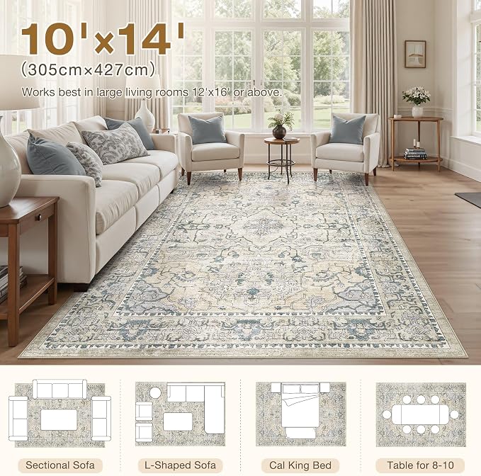 cotiled 10x14 Area Rugs Large Washable Rugs - Image 7