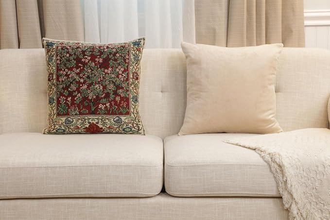 C Charlotte Home Furnishings Inc Tree of Life Red Belgian Cushion Cover - 16 - Image 6