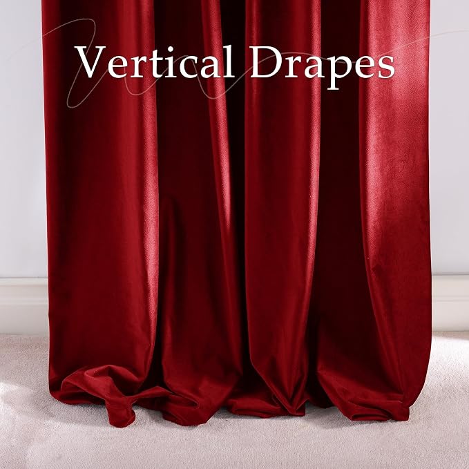 NICETOWN Red Velvet Thermal Insulated Window Curtains 96 inch Long - Image 6