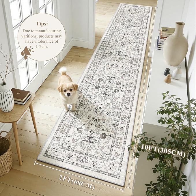 LOKHOM Washable Runner Rug, 2x10 Non-Slip Vintage Farmhouse Hallway Runner Rug - Image 2