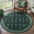 Tangsoo Vintage Round Rug 4ft Washable Circle Rug, Non Slip Small Boho Round Rug by Tangsoo