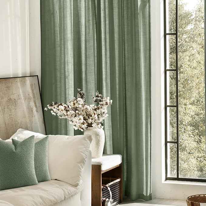 Olive Green Curtains 96 inch Length 2 Panels - Image 7