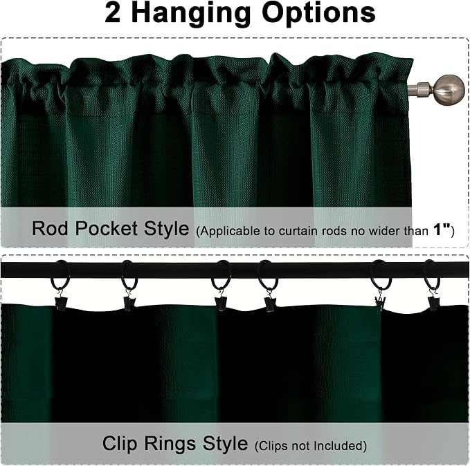 Chyhomenyc Hunter Green Curtains 78 Inch Length 2 Panels Set, Faux Linen - Image 5