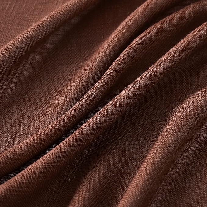 MIULEE Chocolate Brown Linen Curtains 54 Inch Length 2 Panels - Image 4