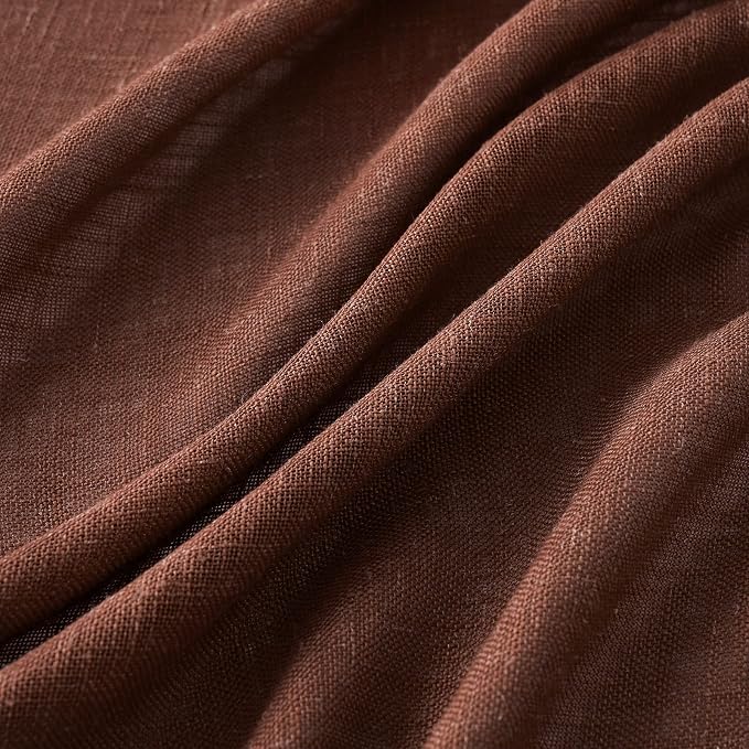 MIULEE Chocolate Brown Linen Curtains 84 Inch Length - Image 4