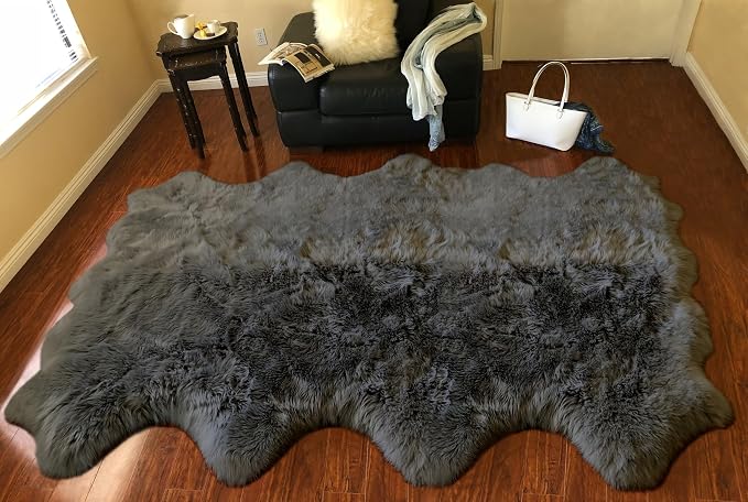 Free Shape Luxury Soft Fluffy Shag Area Rug Octo 8 Pelts 6'x8', 180x240 cm by LAMBZYRUGS