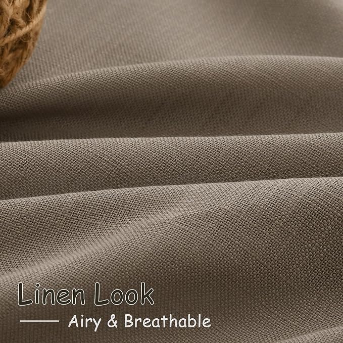Nanspring Dark Taupe Linen Curtains 80 Inches Length - Image 5