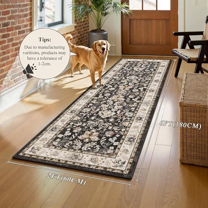 LOKHOM Washable Runner Rug, 2x6 Non-Slip Vintage Hallway Runner Rug - Image 2