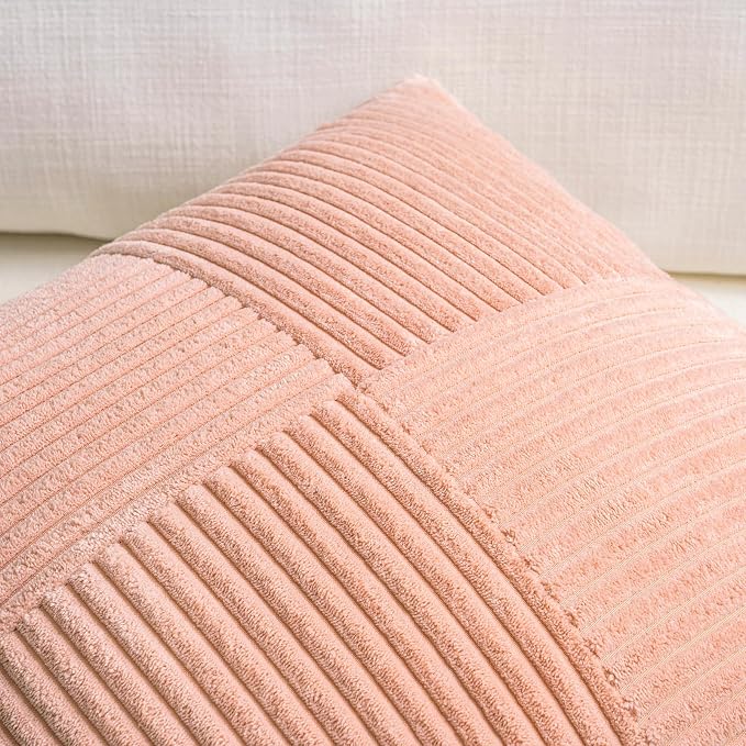 Fancy Homi 2 Packs Peach Decorative Throw Pillow Covers 16x16 Inch - Image 3