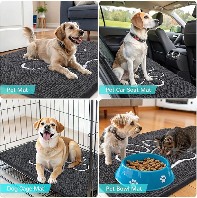 OLANLY Dog Door Mat for Muddy Paws 48x30, Paw Print Design, Absorbs Moisture - Image 7