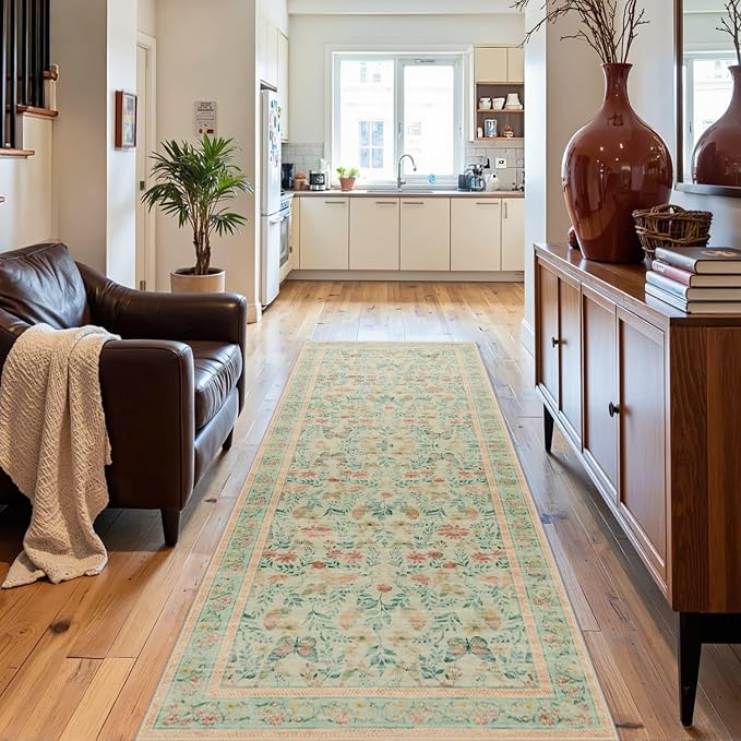 Rugxara 2x5 Floral Runner Rug, Washable Runners - Image 9