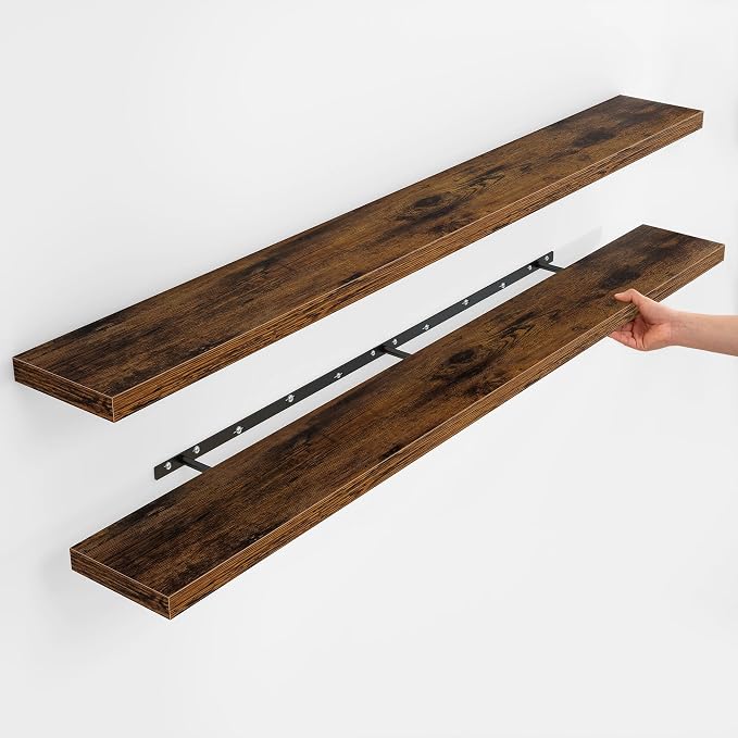 Fun Memories Floating Shelves for Wall, Rustic Wood Wall Mounted Shelves for by FunMemories