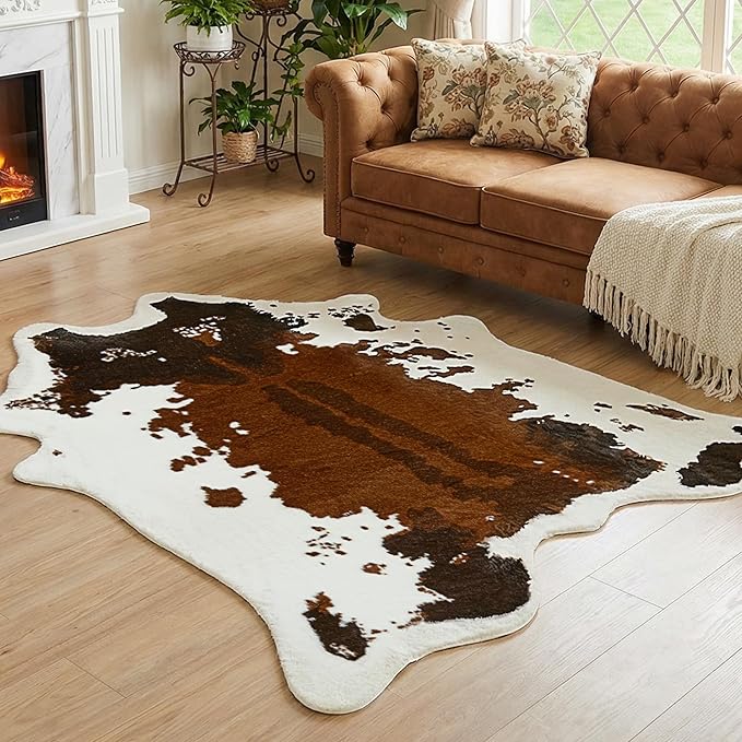 JONIYEAR Large Durable Faux Cowhide Area Rug 4.9 x 6.56 Feet, Premium Cow Print by JONIYEAR-SoftLuxury