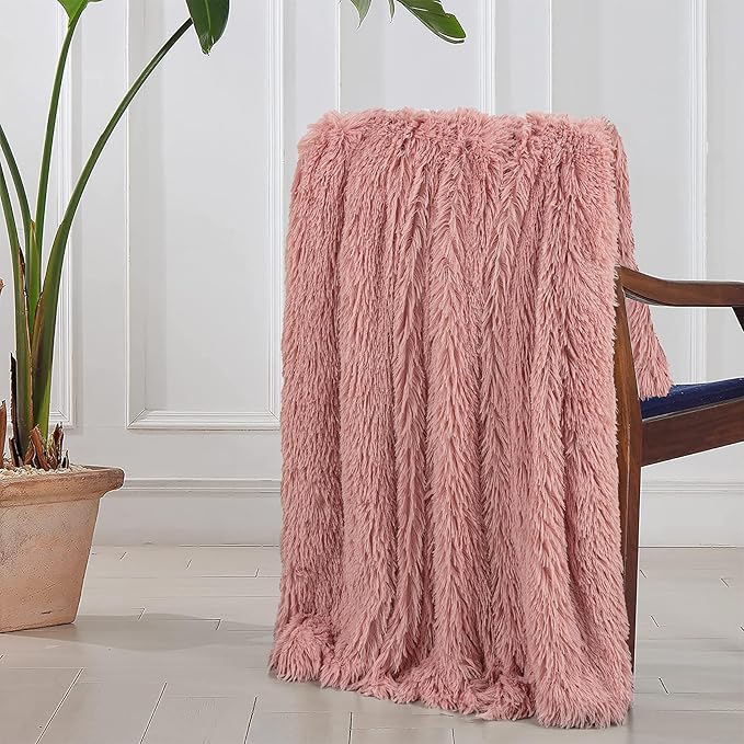 Tuddrom Decorative Extra Soft Faux Fur Blanket Queen Size 80"x90", Solid - Image 5