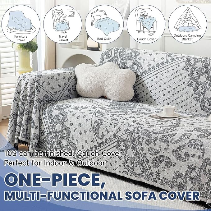 ROOMLIFE Black Couch Covers for Sofa, Sofa Covers Washable Non Slip Furniture - Image 4