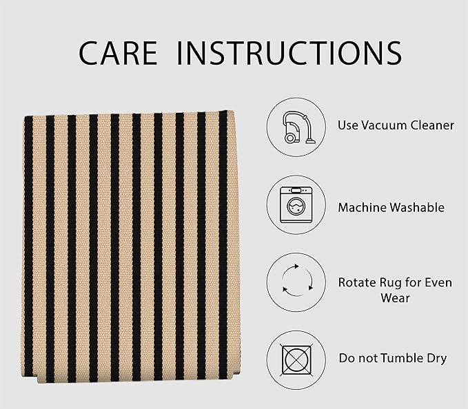 IOHOUZE Striped Area Rug 2'x3' Front Door Rugs Small Washable Area Rug - Image 5