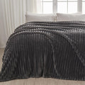 NEWCOSPLAY Super Soft Queen Blanket Grey Premium Silky Flannel Fleece 3D Ribbed by NEWCOSPLAY