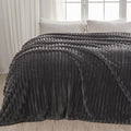 NEWCOSPLAY Super Soft King Blanket Grey Premium Silky Flannel Fleece 3D Ribbed by NEWCOSPLAY