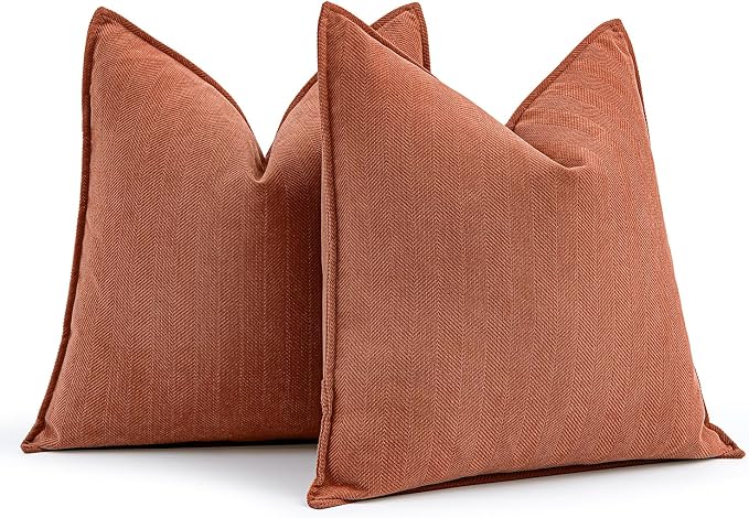 MIULEE Pack of 2 Burnt Orange Decorative Pillow Covers 24x24 Inch Chenille by MIULEE