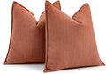MIULEE Pack of 2 Burnt Orange Decorative Pillow Covers 24x24 Inch Chenille by MIULEE