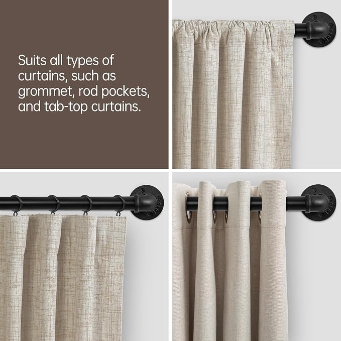 Zeerobee Curtain Rods for Windows 66 to 120, 1 Inch Industrial Wrap Around - Image 8