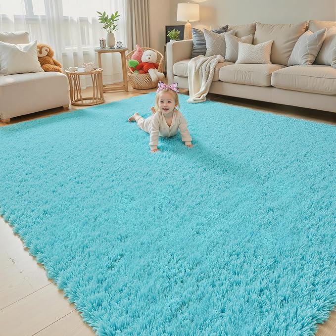 Area Rugs 9x12 Living Room, Shaggy Carpet Soft Plush Furry Bedside Rug Large - Image 2