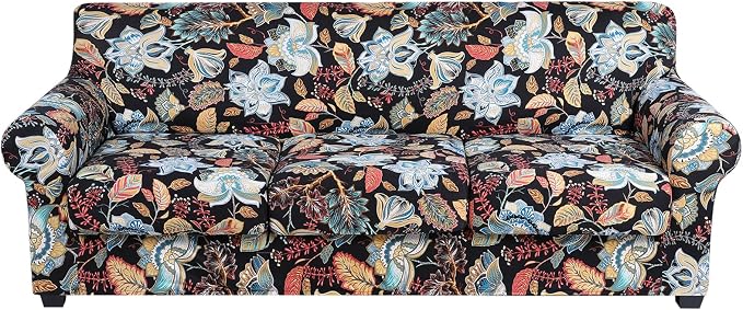 hyha Couch Cover, Floral Pattern, 4 Pieces, Sofa Slipcovers, by hyha