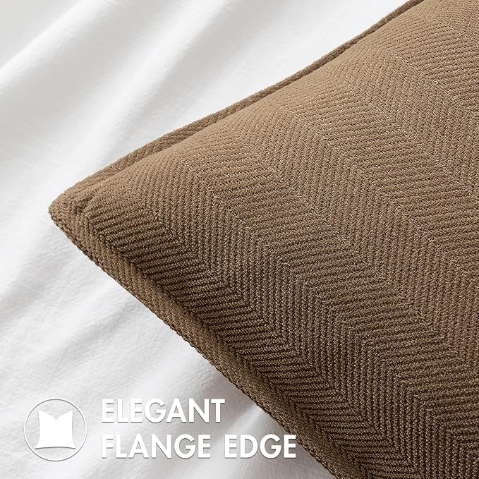 MIULEE Pack of 2 Dark Brwon Decorative Pillow Covers 26x26 Inch Soft Chenille - Image 2