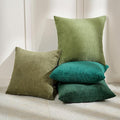 Volcanics Set of 4 Dark Green Corduroy Decorative Couch Throw Pillow Covers by Volcanics