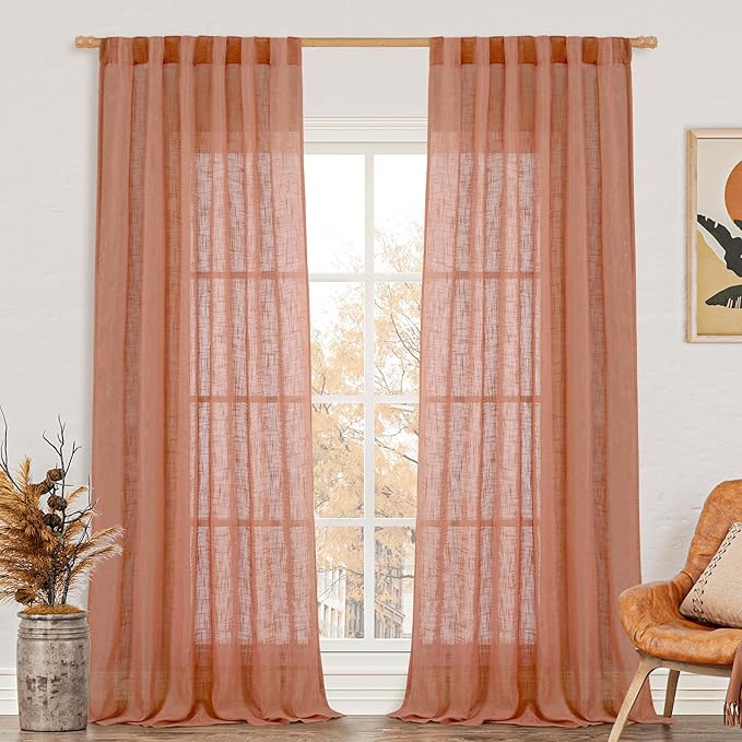 LAMIT Terracotta Linen Curtains 90 Inch by LAMIT