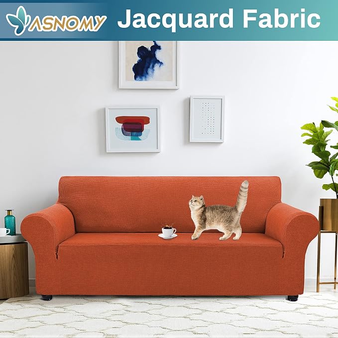 Asnomy Couch Covers for 3 Cushion Couch Stretch Sofa Covers Slipcovers - Image 2