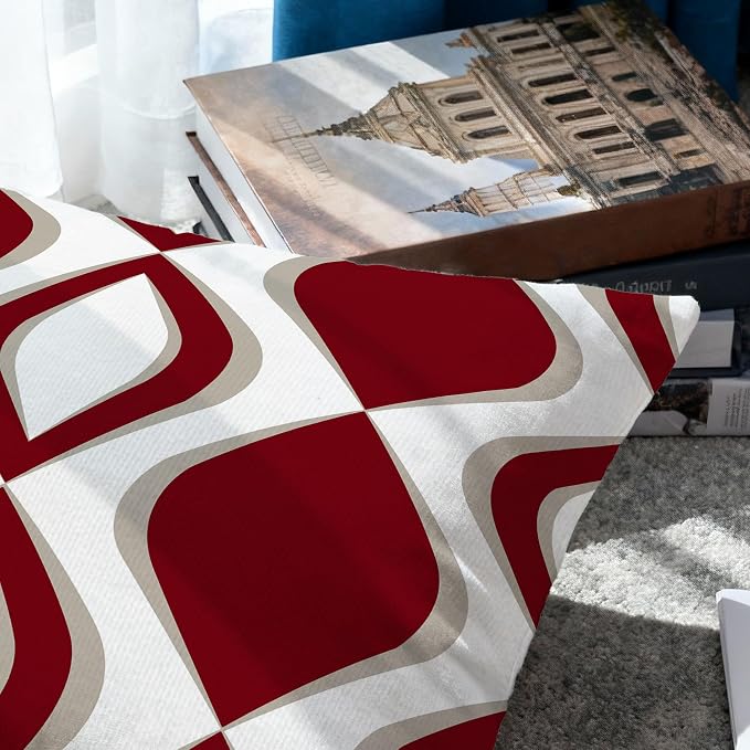 Hexagram Burgundy Geometric Pillow Covers 18x18 Set of 4, Decorative Outdoor - Image 4