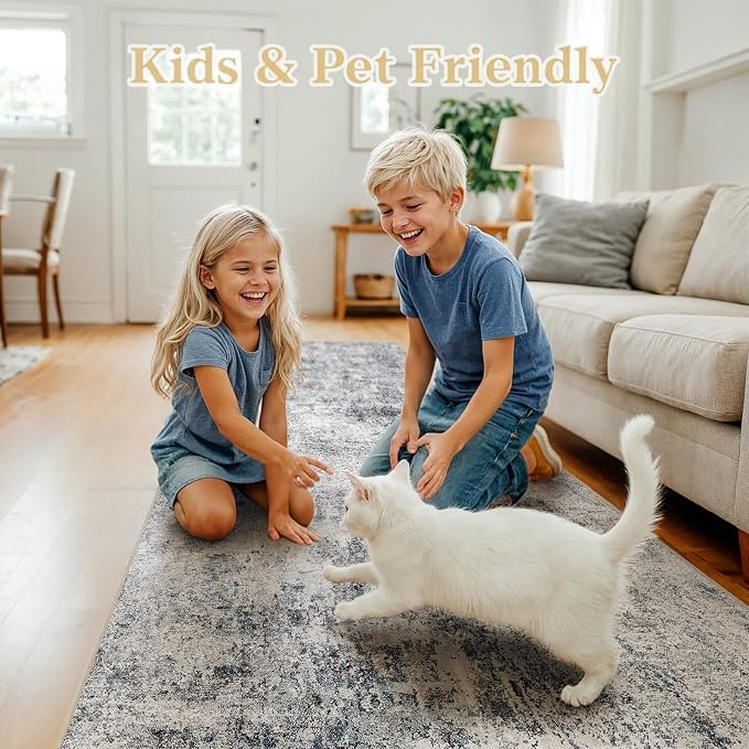 3x8 Washable Kitchen Runner Rug – Abstract Non-Slip Mat - Image 3