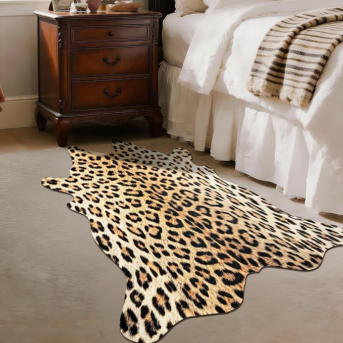 BENRON Premium Leopard Rugs for Living Room Bedroom, Non-Slip Throw Rug for by BENRON