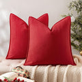 MIULEE Pack of 2 Red Decorative Pillow Covers 18x18 Inch Soft Chenille by MIULEE